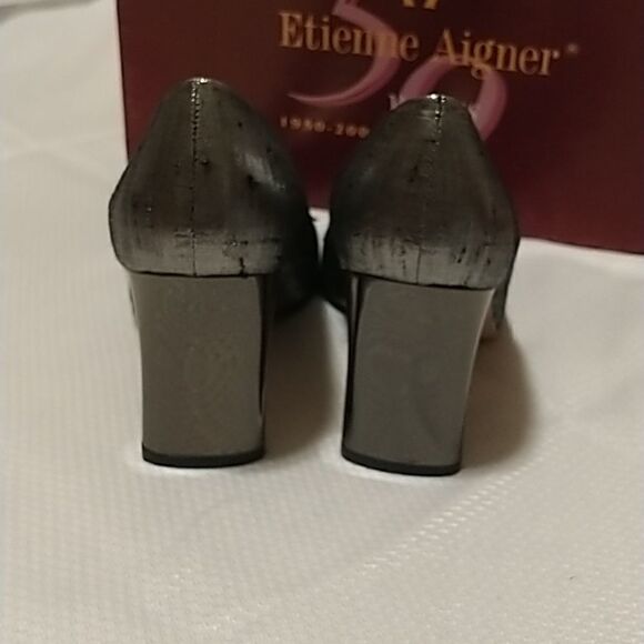 Etienne Aigner Dreamer pewter metallic special occasion heels size 6 - Picture 4 of 8